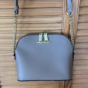 Steve Madden Taupe Dome Crossbody Bag Saffiano Leather Quiet Luxury